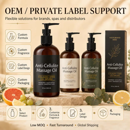 Wholesale Custom anti Cellulite Massage Oil Natural Organic Collagen Essential Oil Skin Care Smooth Firming Body Massage Oil