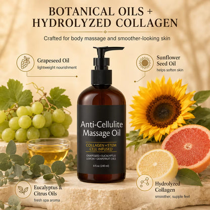 Wholesale Custom anti Cellulite Massage Oil Natural Organic Collagen Essential Oil Skin Care Smooth Firming Body Massage Oil