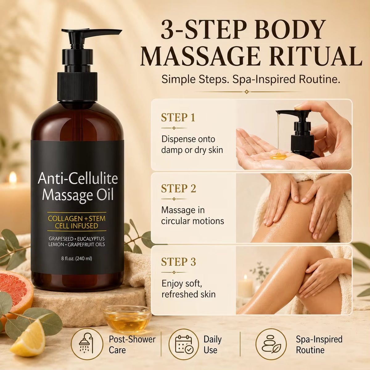 Wholesale Custom anti Cellulite Massage Oil Natural Organic Collagen Essential Oil Skin Care Smooth Firming Body Massage Oil