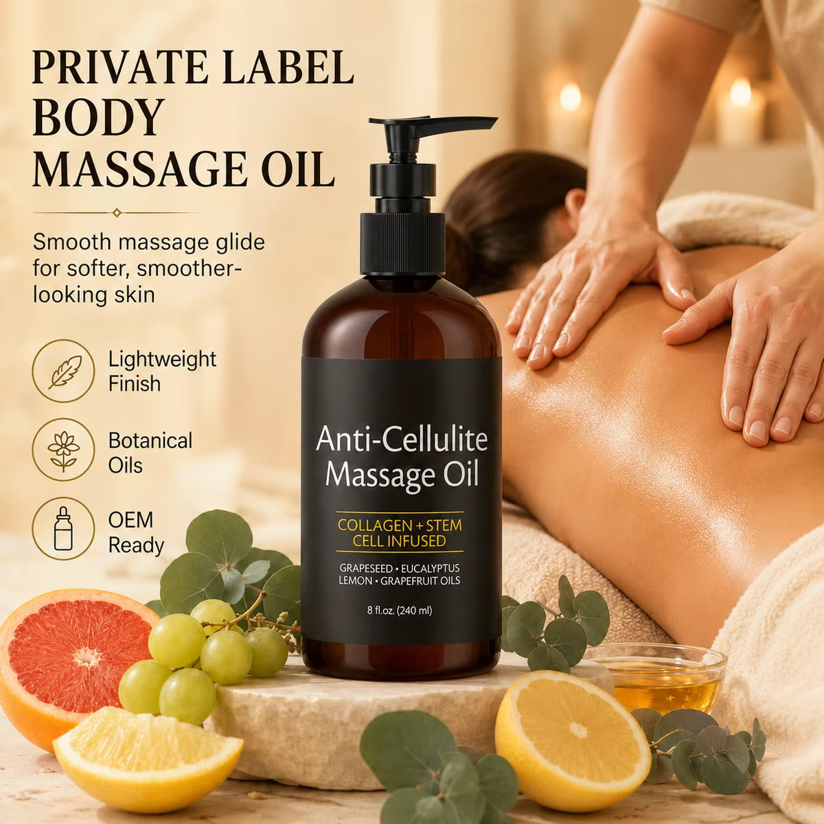 Wholesale Custom anti Cellulite Massage Oil Natural Organic Collagen Essential Oil Skin Care Smooth Firming Body Massage Oil